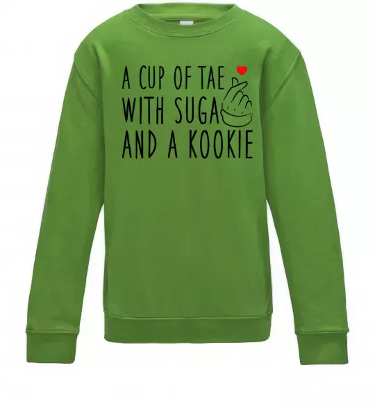Детский Свитшот A cup of Tae with Suga and a Kookie Лаймовый фото