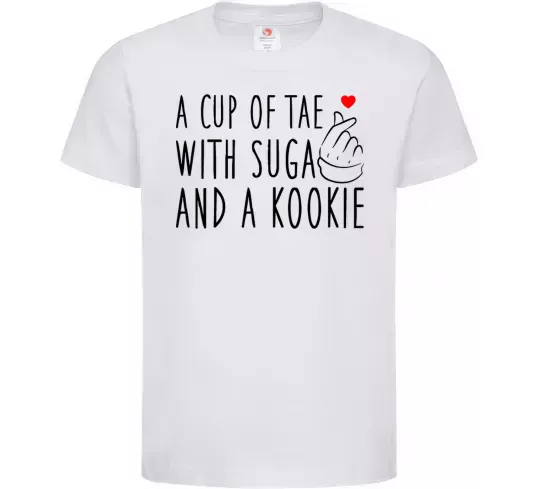 Дитяча футболка A cup of Tae with Suga and a Kookie Білий фото