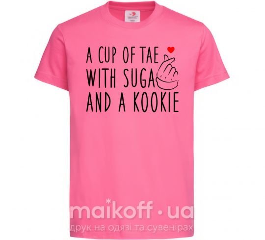 Дитяча футболка A cup of Tae with Suga and a Kookie Яскраво-рожевий фото