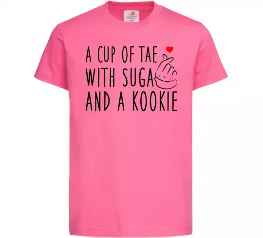 Дитяча футболка A cup of Tae with Suga and a Kookie Яскраво-рожевий фото