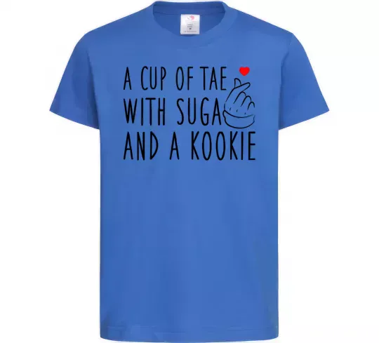 Дитяча футболка A cup of Tae with Suga and a Kookie Яскраво-синій фото