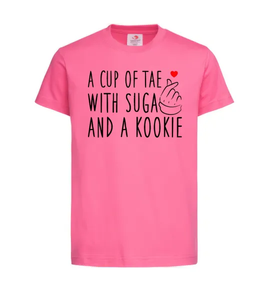 Детская футболка A cup of Tae with Suga and a Kookie Ярко-розовый фото