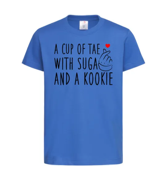 Детская футболка A cup of Tae with Suga and a Kookie Ярко-синий фото