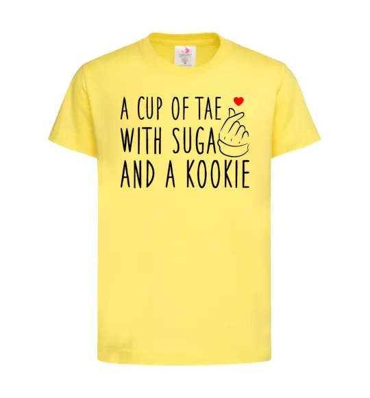 Детская футболка A cup of Tae with Suga and a Kookie Лимонный фото