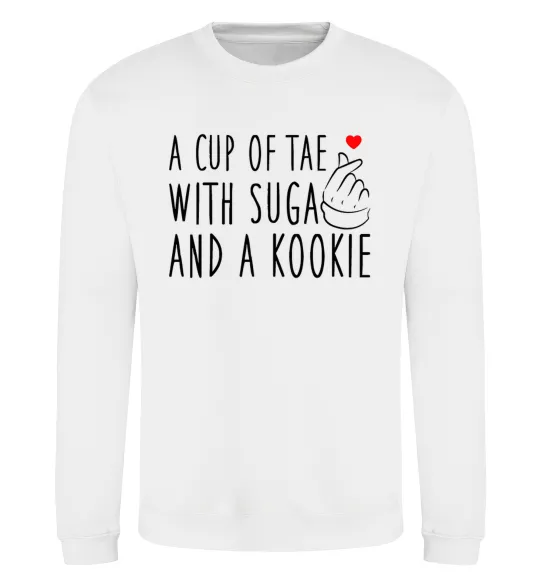 Свитшот A cup of Tae with Suga and a Kookie Белый фото
