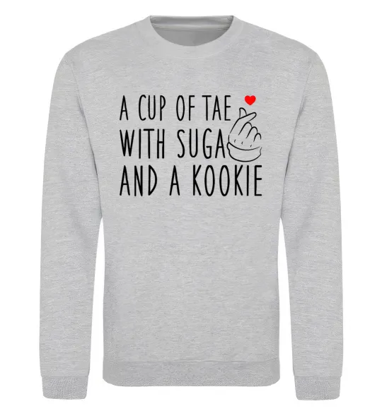 Свитшот A cup of Tae with Suga and a Kookie Серый меланж фото