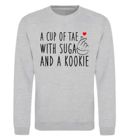 Свитшот A cup of Tae with Suga and a Kookie Серый меланж фото