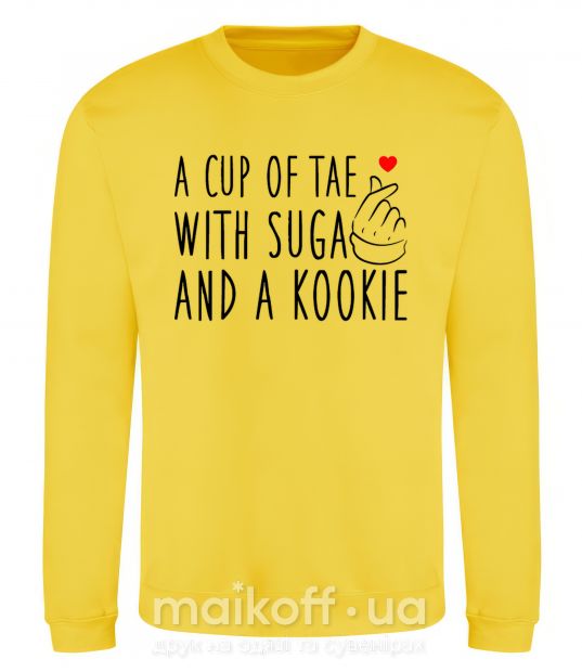 Світшот A cup of Tae with Suga and a Kookie Сонячно жовтий фото