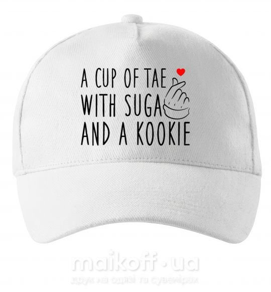 Кепка A cup of Tae with Suga and a Kookie Білий фото