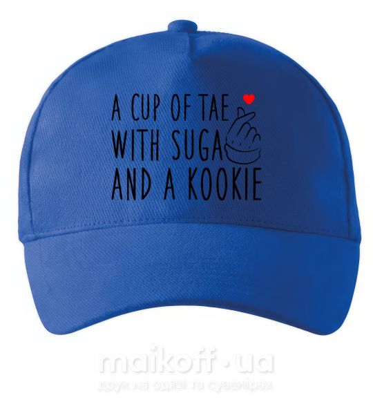 Кепка A cup of Tae with Suga and a Kookie Яскраво-синій фото