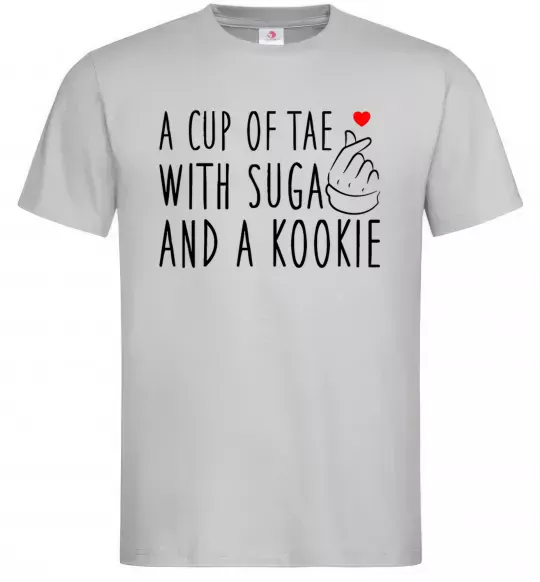 Мужская футболка A cup of Tae with Suga and a Kookie Серый фото