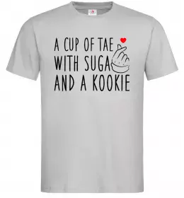 Мужская футболка A cup of Tae with Suga and a Kookie Серый фото