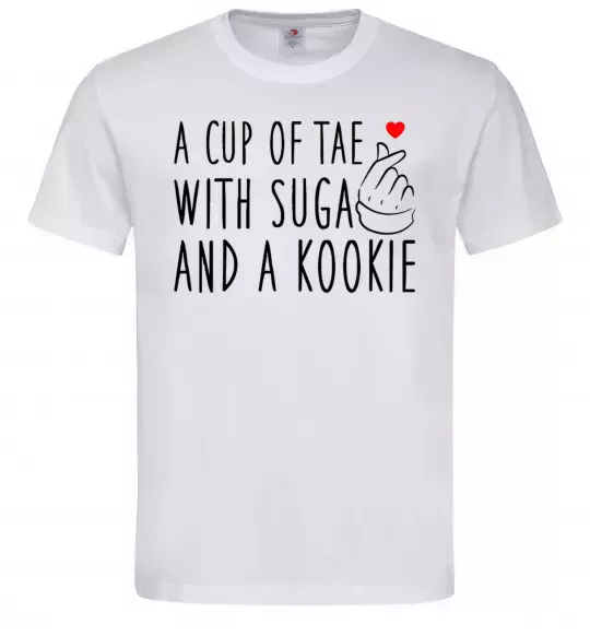 Мужская футболка A cup of Tae with Suga and a Kookie Белый фото
