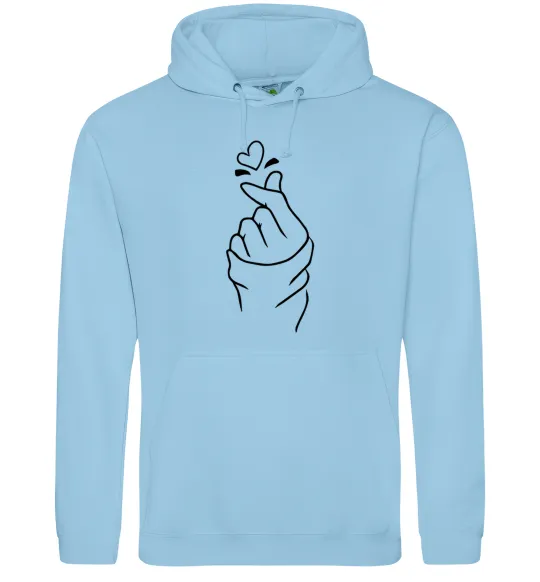 Мужская толстовка (худи) Korean heart Голубой фото