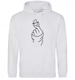 Женская толстовка (худи) Korean heart Серый меланж фото