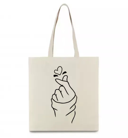 Еко-сумка Korean heart Бежевий фото