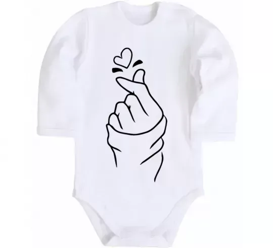 Детский боди Korean heart Белый фото