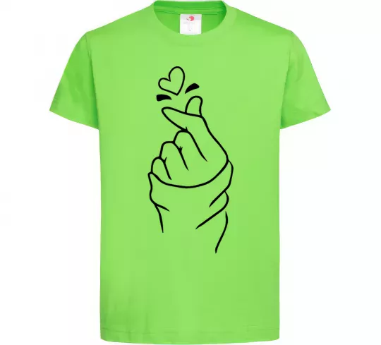 Дитяча футболка Korean heart Лаймовий фото