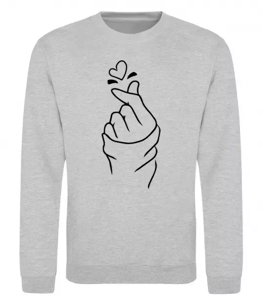 Свитшот Korean heart Серый меланж фото