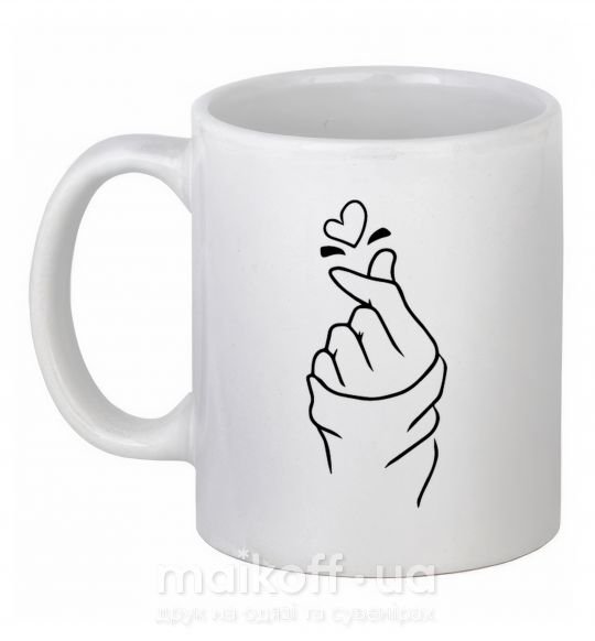 Чашка керамічна Korean heart Білий фото