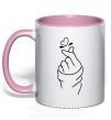 Чашка з кольоровою ручкою Korean heart Ніжно рожевий фото