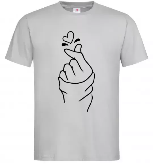 Мужская футболка Korean heart Серый фото