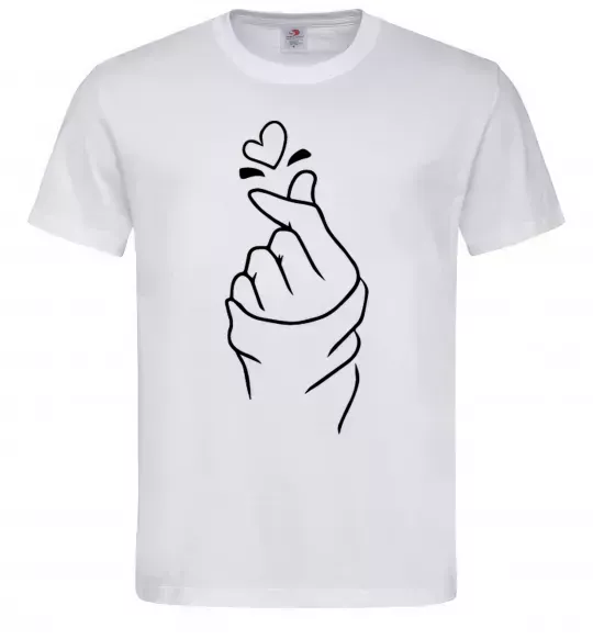 Мужская футболка Korean heart Белый фото