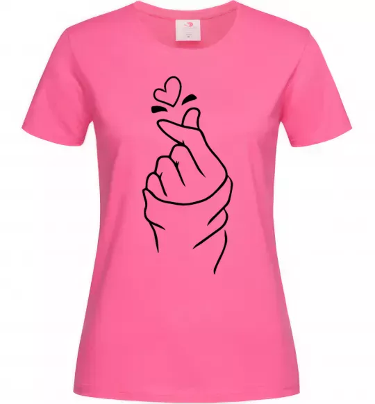 Жіноча футболка Korean heart Яскраво-рожевий фото