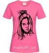 Женская футболка Billie Eilish portrait Ярко-розовый фото