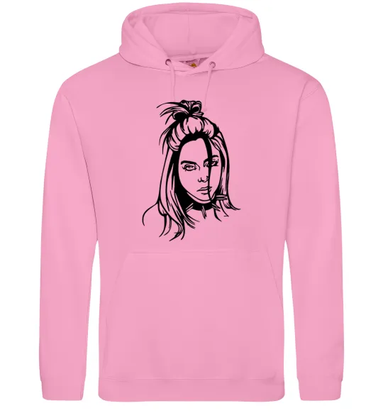 Мужская толстовка (худи) Billie Eilish portrait Розовый фото