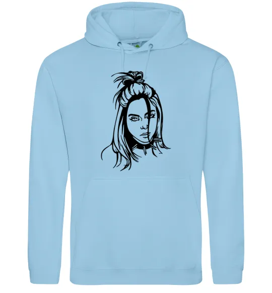 Мужская толстовка (худи) Billie Eilish portrait Голубой фото