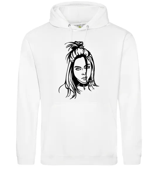 Жіноча толстовка (худі) Billie Eilish portrait Білий фото