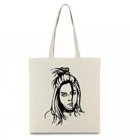 Эко-сумка Billie Eilish portrait Бежевый фото