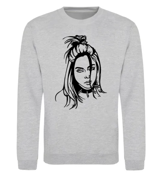 Світшот Billie Eilish portrait Сірий меланж фото