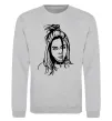 Світшот Billie Eilish portrait Сірий меланж фото