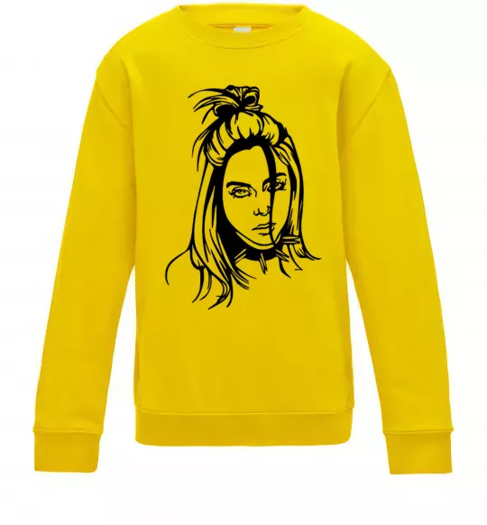 Детский Свитшот Billie Eilish portrait Солнечно желтый фото