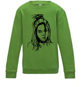 Детский Свитшот Billie Eilish portrait Лаймовый фото