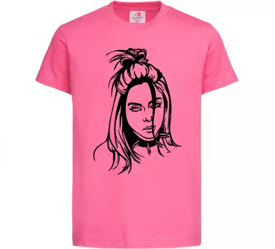 Детская футболка Billie Eilish portrait Ярко-розовый фото