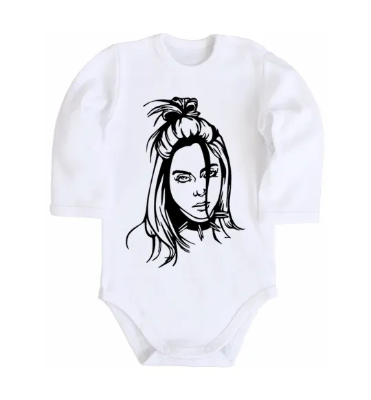 Дитячий бодік Billie Eilish portrait Білий фото