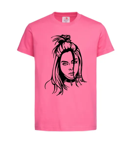 Детская футболка Billie Eilish portrait Ярко-розовый фото