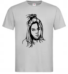 Мужская футболка Billie Eilish portrait Серый фото