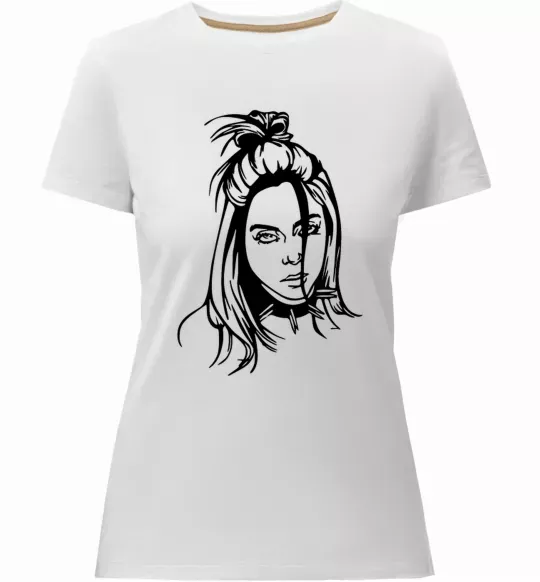 Жіноча преміум футболка Billie Eilish portrait Білий фото