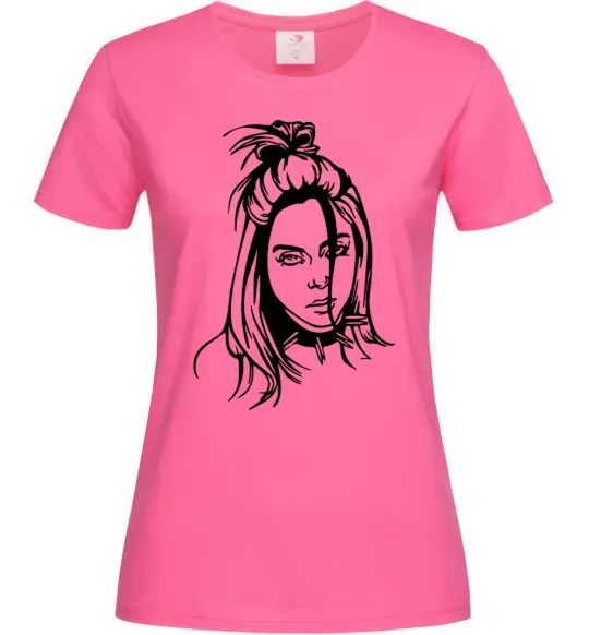 Женская футболка Billie Eilish portrait Ярко-розовый фото