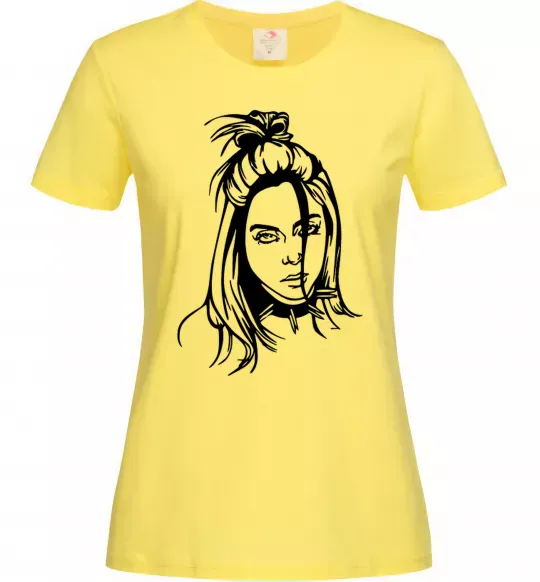 Женская футболка Billie Eilish portrait Лимонный фото