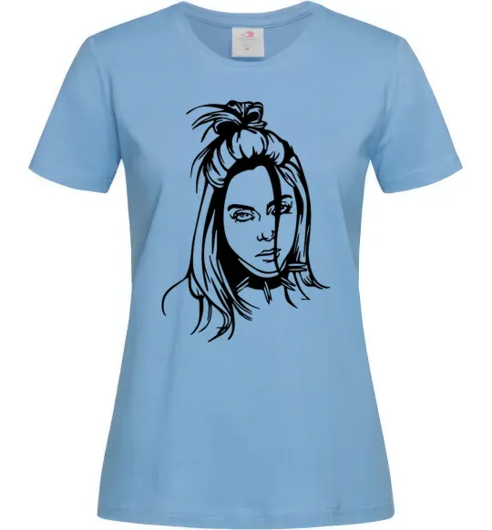 Женская футболка Billie Eilish portrait Голубой фото