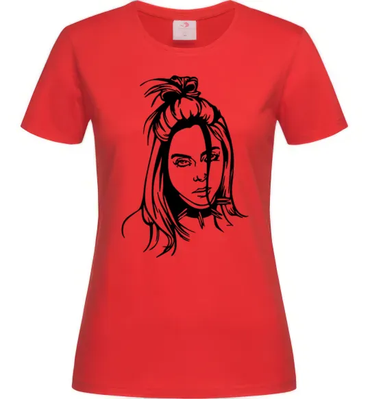 Женская футболка Billie Eilish portrait Красный фото