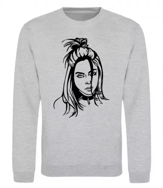 Світшот Billie Eilish portrait Сірий меланж фото