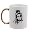 Чашка с цветной ручкой Billie Eilish portrait Золото фото