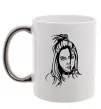 Чашка с цветной ручкой Billie Eilish portrait Серебро фото