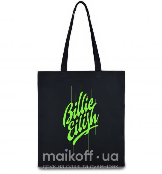 Эко-сумка Billie Eilish green Черный фото